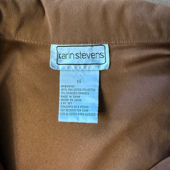 Vintage Karin Stevens Faux Suede Fitted Suit Jacket Brown Size 14 - Picture 6 of 8